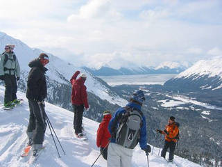 From Chugach Powder Guides' cat-skiing terrain, Alyeska's North Face and Turnagain Arm form a backdrop.