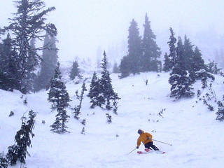 Crystal Mountain steeps. (Skier: Wayne Grevey; Photo: FTO/Sharon Heller)