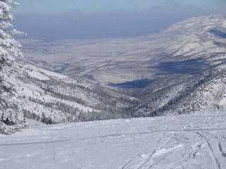 Powder Mountain's Sunrise Ridge looks out upon stunning views of the Cache Valley below.