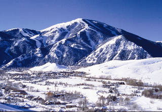 Bald Mountain forms a backdrop to the village of Sun Valley. (photo: Sun Valley Resort)