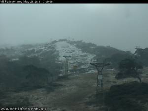 The Mt. Perisher webcam today shows the devastating effect of this week's rainfall. (photo: Perisher)