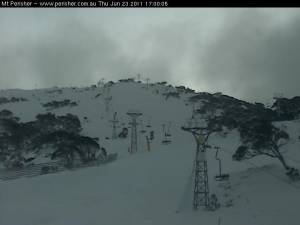 Today's webcam on Mt. Perisher shows deep snow for this early in the Australian ski season. (photo: Perisher)