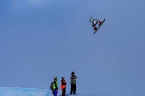 Canadian snowboarder Sebastian Toutant airs at the Burton New Zealand Open slopestyle. (file photo: FTO/Paul Lambert)