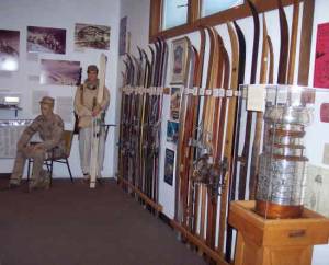 The ski timeline and 10th Mountain Division segments of the New England Ski Museum's permanent exhibit. (photo: NESM)