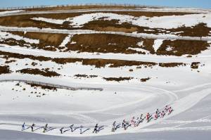 Competitors ski in the Cross Country Men's 10km Mass Start marking day one of the Winter Games NZ at Snow Farm on Saturday in Wanaka, New Zealand. (Photo: Hannah Johnston/Getty Images)