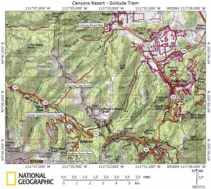 One proposed route of a new tram that could link Canyons Resort and Solitude Mountain Resort in Utah.