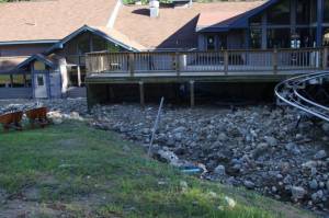 The Attitash base lodge and Mountain Coaster following Tropical Storm Irene. (photo: Attitash Resort)