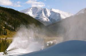 Snowmaking guns are hard at work at Loveland preparing for a Friday opening. (photo: Loveland Ski Area)