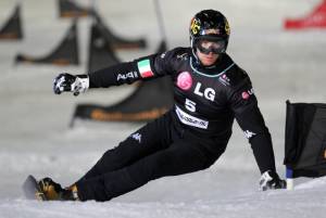 Italy's Roland Fischnaller rides to victory in Thursday's World Cup finals indoors in Landgraaf, The Netherlands. (photo © FIS/Oliver Kraus)