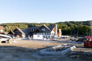 Construction is wrapping up on Mountain Creek's new 50,000 square-foot base lodge, the centerpiece of $20 million in base area renovations this summer. (photo: Mountain Creek Resort)