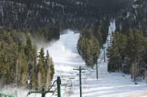 Snowmaking efforts were well underway last week at Las Vegas Ski & Snowboard Resort. (photo: LVSSR)