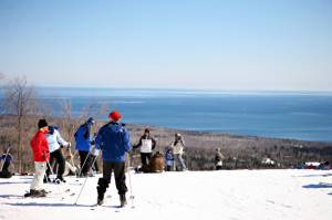 Lake Superior, a potential source of snowmaking water, is visible from the ski slopes of Lutsen Mountains. (photo: LMC)