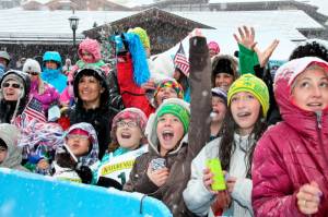 Fans celebrate at Saturday's U.S. Alpine Ski Team announcement in Vail, Colo. (Eric Schramm/U.S. Ski Team)