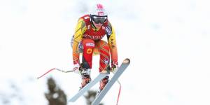 Canadian youngster Tess Davies in Tuesday's World Cup downhill training in Lake Louise. (photo: Malcolm Carmichael/Alpine Canada)