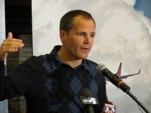 Ski Utah president Nathan Rafferty speaks to the press in Salt Lake City Tuesday morning to launch the state's ski and ride season. (photo: FTO/Marc Guido)