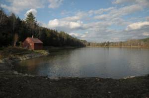 Yesterday's view of Sugarbush's rebuilt snowmaking pond. (photo: Sugarbush Resort)