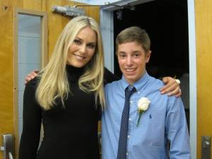 Parker McDonald poses with his homecoming date, U.S. alpine skier Lindsey Vonn. (photo: Facebook)