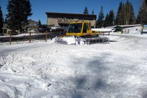 Groomers work on Tuesday to move snow around the base of Arizona Snowbowl's Sunset lift. (photo: Arizona Snowbowl)