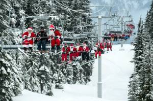 Whistler's Dress Like Santa Day takes place this year on Dec. 17. (photo: Whistler Blackcomb/Facebook/Emmanual Mendes Dos Santos - www.coastphoto.com)