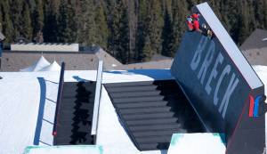 Gjermund Braaten in Sunday's Winter Dew Tour snowboard slopestyle in Breckenridge, Colo. (photo: Alli Sports)