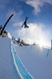 Gus Kenworthy, of Telluride, Colo., flies to victory on Sunday in The North Face Park and Pipe Open Series stop #1 in Whistler, British Columbia, Canada. (photo: The North Face PPOS)