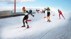 Bryan Fletcher leads the pack en route to his first World Cup win at Holmenkollen in Oslo, taking the prestigious King's Cup - the most noted prized in his sport. (photo: USSA/Margo Christiansen)