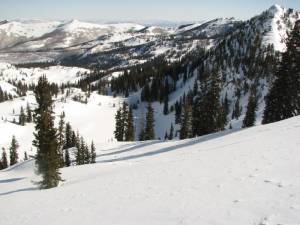 Should Utah's ski resort interconnect ever come to fruition, this terrain separating Alta and Brighton could one day be home to in-bounds lifts and trails. (file photo: FTO/Marc Guido)