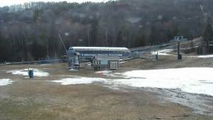 This webcam view on Monday afternoon shows the extent of the melt-out at Okemo Mountain Resort in Ludlow, Vt. (photo: Okemo Mountain Resort)