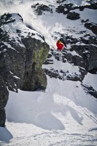 A low snow year at Kirkwood exposed more rocks than normal in the Cirque competition venue on Sunday. (photo: FWT)