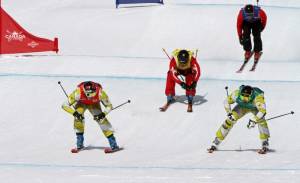 The men's final at Saturday's Canadian National Ski Cross Championships, at Nakiska Ski Area in Alberta, came down to the wire between Tristan Tafel and Dave Duncan. (photo: Gavin Young/Alpine Canada)