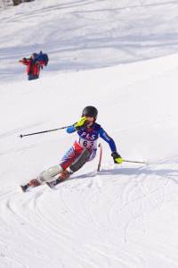 Graduating senior Jack Salisbury, of Rutland, Vt., races slalom at Pico Mountain. (photo: KMS)