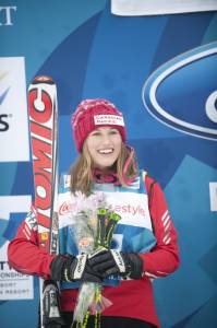 Julia Murray, after winning the ski cross silver medal at the 2011 World Championships at Deer Valley, Utah (photo: Alpine Canada)