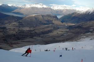 The U.S. Men's Alpine Team trains gates in New Zealand in August 2006. (file photo: USSA)