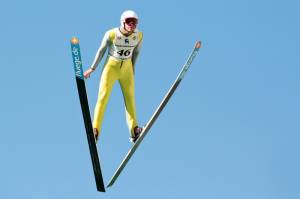 Billy Demong, of Vermontville, N.Y., competes over the weekend at the U.S. Nordic Combined National Championships held in Park City, Utah. (photo: Sarah Brunson/U.S. Ski Team)