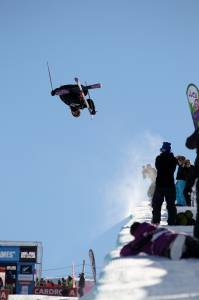 Torin Yater-Wallace spins to victory today in the season opening Freeski World Cup Men's Halfpipe at Cardrona Alpine Resort in New Zealand. (photo: Winter Games NZ)