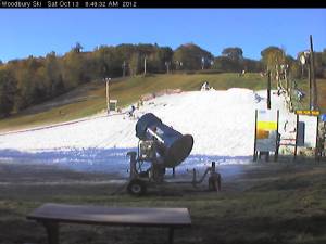 Woodbury's web cam this morning shows the result of last night's snowmaking effort. (photo: Woodbury Ski Area)