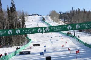 The setup for the annual Celebrity Skifest on Deer Valley's Birdseye run (photo: Deer Valley Resort)