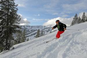 A skier enjoys fresh powder at Schweitzer on Sunday (photo:Schweitzer Mountain Resort)