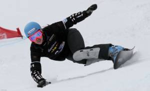 Canada's Caroline Calve competes in Wednesday's World Cup PGS in Carezza, Italy. (photo: FIS/Oliver Kraus)