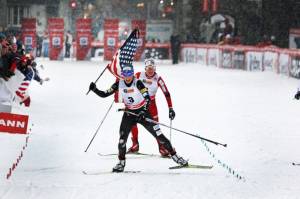 Kikkan Randall wins the freestyle sprint World Cup over the weekend in Quebec City. (photo: Reese Brown)