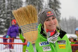 Lindsey Vonn, of Vail, Colo., is all smiles after sweeping the weekend's World Cup ski races in Lake Louise, Canada. (photo: Roger Witney/Alpine Canada)