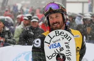 The winner of Friday's men's World Cup Snowboard Cross in Telluride, Colo., Seth Wescott of Carrabassett Valley, Maine. (photo: FIS/Oliver Kraus)