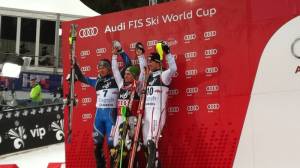 Sunday's podium in Zagreb (photo: FIS Alpine)