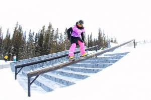 Ashley Battersby, of Park City, Utah, competes in Saturday's women's slopestyle finals at the 2013 Visa U.S. Freeskiing Grand Prix at Copper Mountain, Colo. (photo: Sarah Brunson/U.S. Freeskiing)