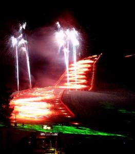 Opening Night Ceremonies, Laser Show, Torchlight Parade and Fireworks at Squaw Valley (file photo: North Lake Tahoe SnowFest)