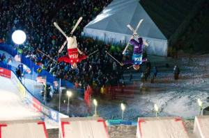 Dual moguls competition at the 2013 Visa FIS Freestyle World Cup at Deer Valley, Utah on Saturday night. (photo: Kirk Paulsen)