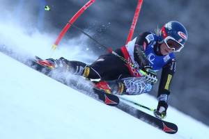 Mikaela Shiffrin, of Eagle, Colo., races down the course during the Alpine FIS Ski World Championships giant slalom race on Thursday in Schladming, Austria, (photo: Mitchell Gunn/ESPA)