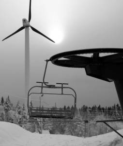 Bolton Valley's wind turbine earned the resort a Green Mountain Award for Environmental Excellence in 2013. (file photo: Bolton Valley Resort)