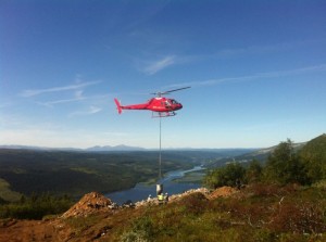 Construction workers install tower footings for Åre's new Fjällgårdsexpressen six-seat chairlift in late July. (photo: SkiStar)