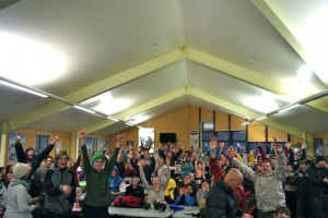 Trapped skiers and students make the most of their unplanned overnight stay at New Zealand's Mt. Hutt (photo: NZSki)